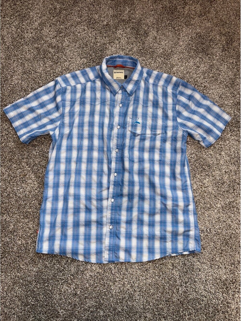 Simms Short Sleeve Plaid Fishing Shirt